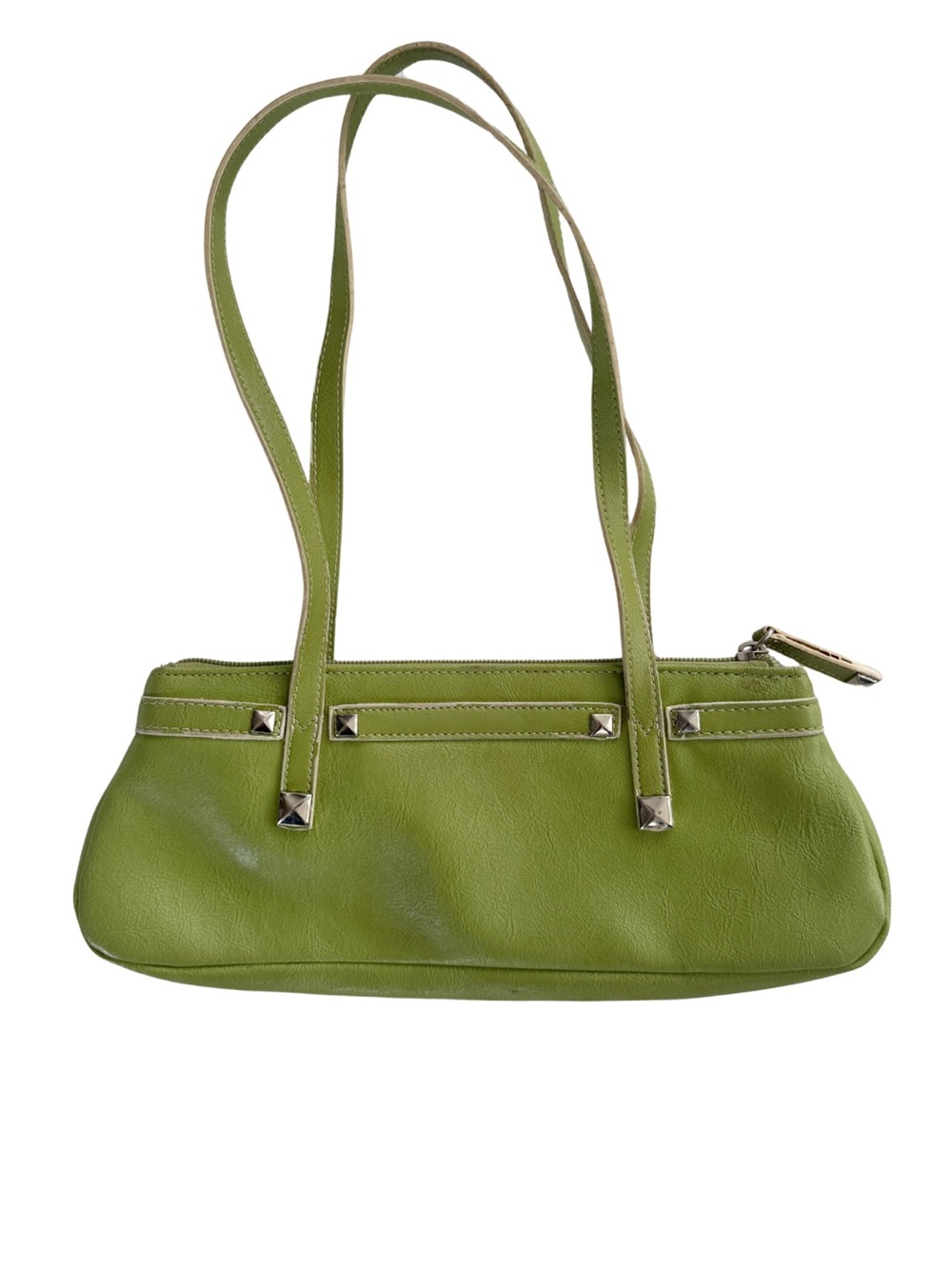 Vintage Y2K Green Baguette Handbag with Studs